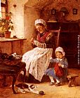 Lessons Paintings - The Sewing Lesson by Hugo Oehmichen